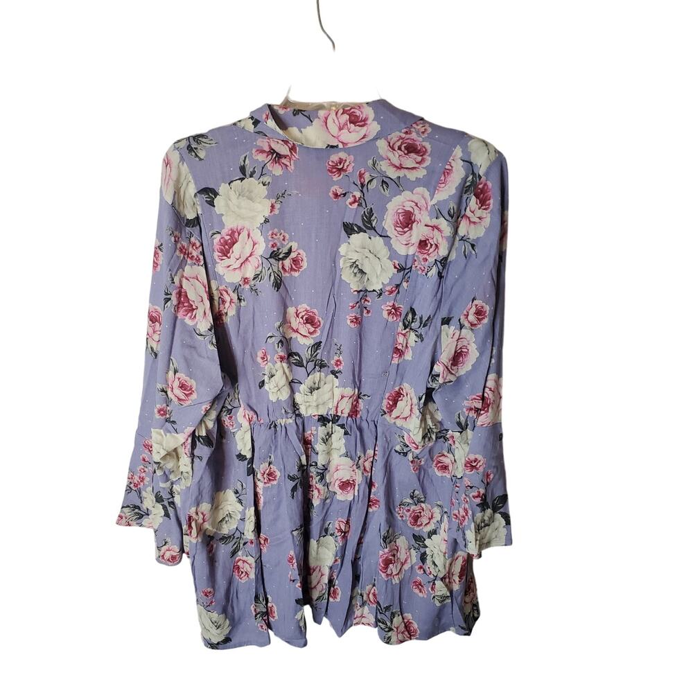 Torrid Fit And Flare Rayon Slub Button-Front Top, Romantic Roses, NWT, 3X - Picture 3 of 7